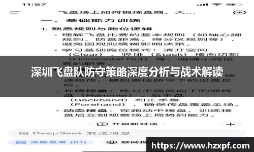 深圳飞盘队防守策略深度分析与战术解读
