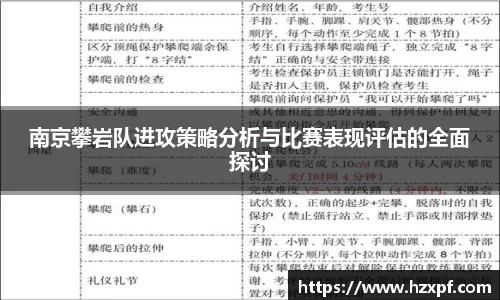 南京攀岩队进攻策略分析与比赛表现评估的全面探讨